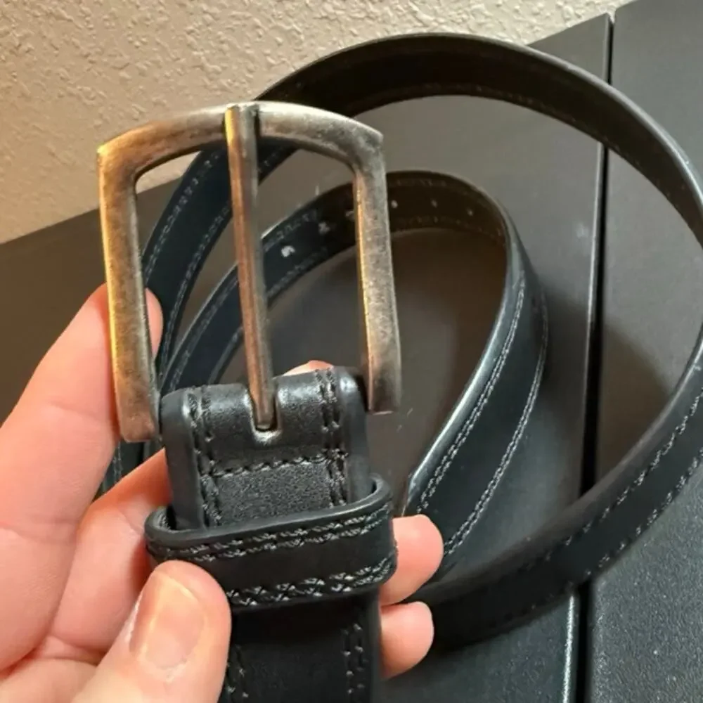 44 Black Bonded Leather Belt Mens 44 46 Buckle Included Classic Casual